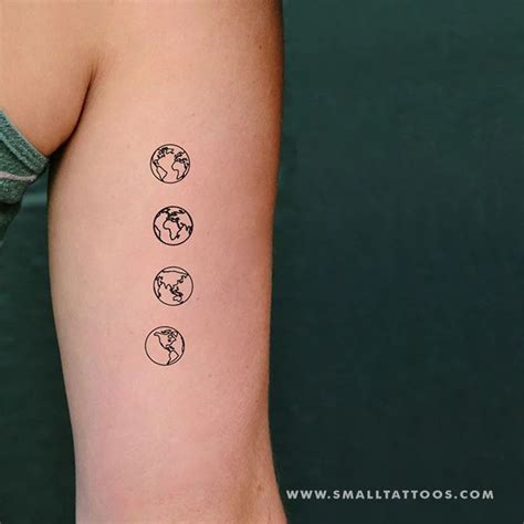 Small Planet Earth Temporary Tattoos (Set of 4x2) | Globe tattoos, Small tattoos, Tattoos