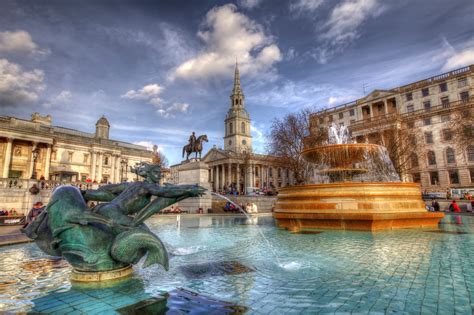 fountains, Sky, England, Hdr, London, Trafalgar, Square, Cities Wallpapers HD / Desktop and ...