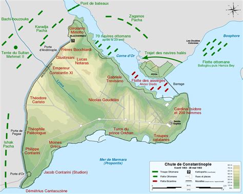 Siege of Constantinople 1453 map-fr - Fall of Constantinople - Wikipedia | Siege of ...