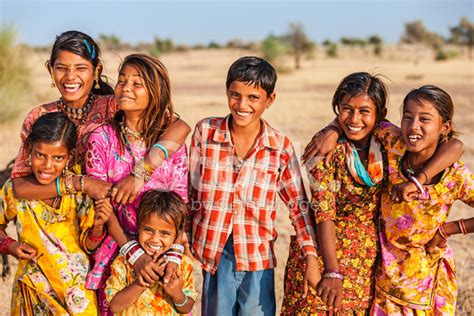 Group of Happy Indian Children, Desert Village, India Stock Photos - FreeImages.com