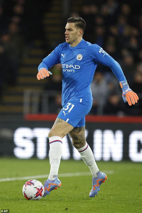 Just why was Manchester City's goalkeeper Ederson wearing Crystal Palace's away socks? | Daily ...