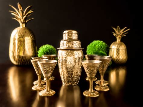 A Vintage Etched Brass Cocktail Set – Classics.Life