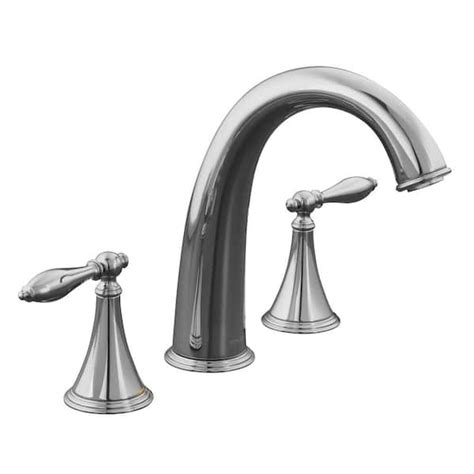 KOHLER Finial 8 in. 2-Handle Low-Arc Bathroom Faucet Trim with Lever Handles in Polished Chrome ...