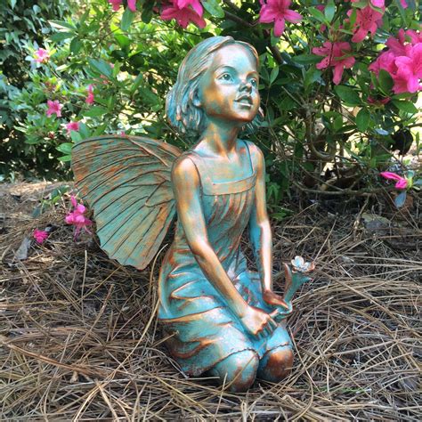 Suffolk Fairies Homestyles Rebecca Fairy #96012 Large 13" h Sitting Garden Statue Bronze Patina ...