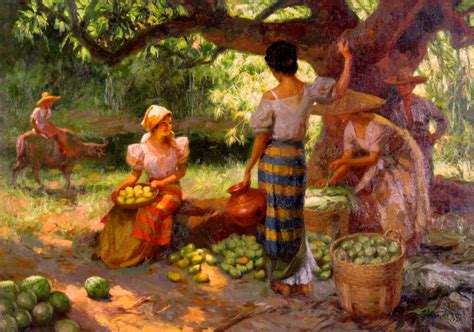 Fruit Pickers Harvesting Under The Mango Tree by Fernando Amorsolo | Filipino art, Philippine ...