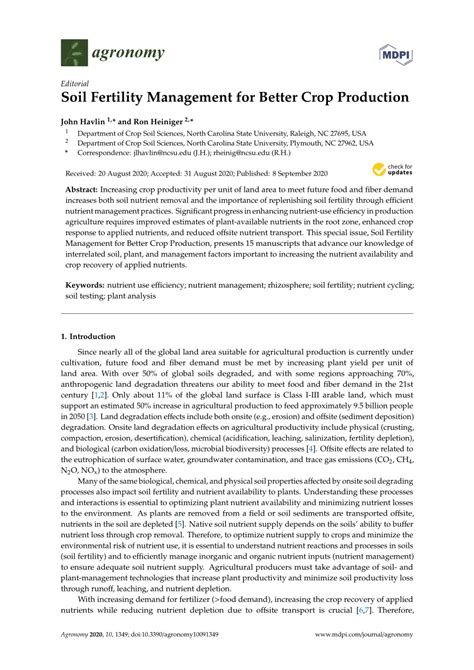 (PDF) Soil Fertility Management for Better Crop Production