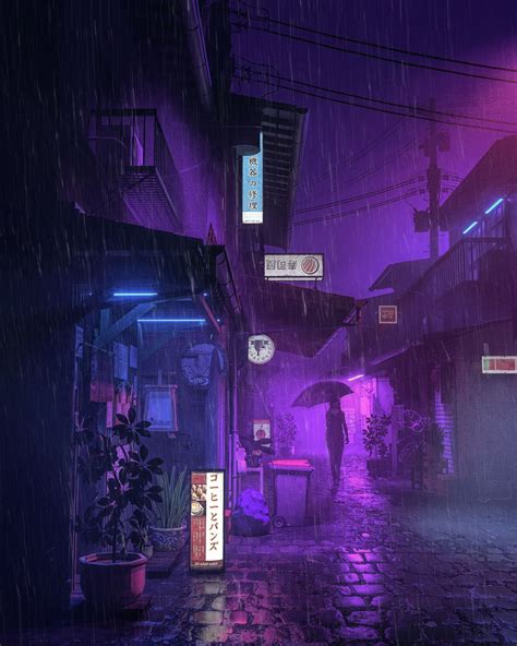 Anime City Purple Wallpapers - Wallpaper Cave