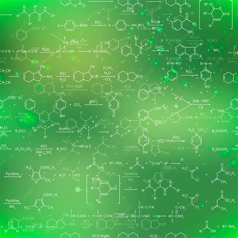 Premium Vector | Recondite chemical equations and formulas on blurred green background, seamless ...