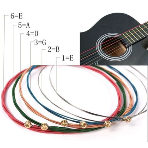 Rainbow Colorful Guitar Strings E A For Acoustic Folk Guitar Classic Guitar 6Pcs-in Guitar Parts ...