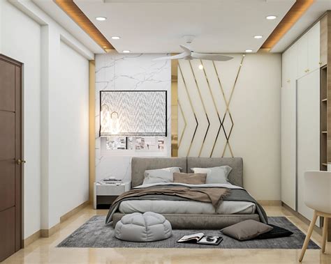 Modern Style Master Bedroom With Elegant Accent Wall Design | Livspace