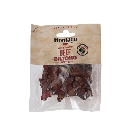 Beef Biltong Original Sliced - Box 10 X 50G | Montagu Snacks