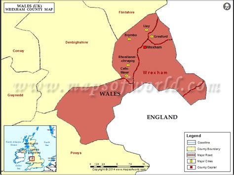 Map of Wrexham County | Wrexham Wales Map