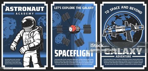 Eksplorasi Ruang Angkasa Poster Vektor Akademi Astronot Ilustrasi Stok - Unduh Gambar Sekarang ...