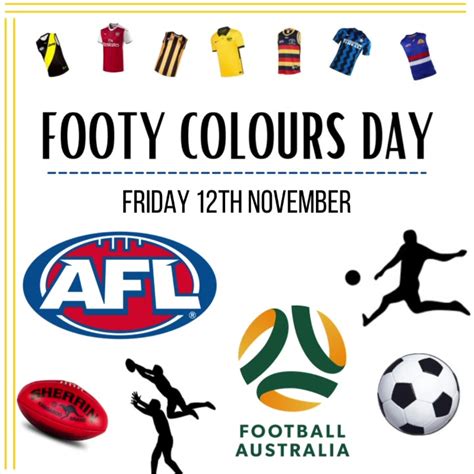 FOOTY COLOURS DAY 🏉⚽️ Next Friday - 12th November There will be a student V staff football match ...