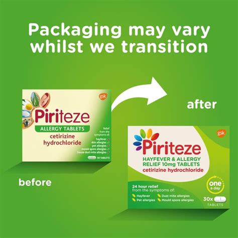 Piriteze Hayfever & Allergy Relief Antihistamine Cetirizine 14 Tablets | Ocado