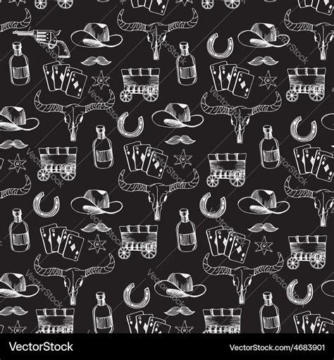 Seamless pattern background western cowboy Vector Image