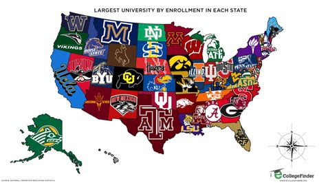 Map of the Largest Universities by Enrollment in each US State