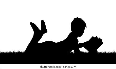 Vector Silhouette Boy Read Book Grass Stock Vector (Royalty Free) 1202296366 | Shutterstock