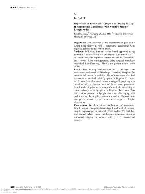 (PDF) Importance of Para-Aortic Lymph Node Biopsy in Type II Endometrial Carcinomas with ...