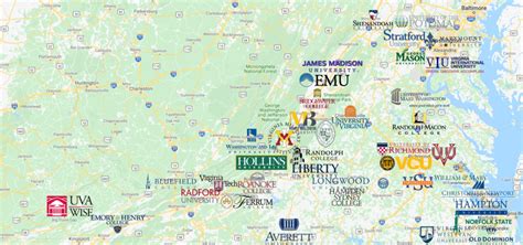 Colleges in Virginia Map | Colleges in Virginia - MyCollegeSelection