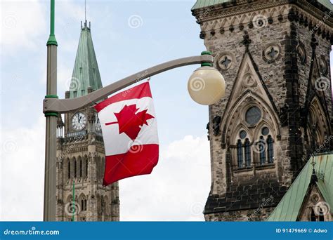 Canadian Flag on Parliament Hill - Ottawa - Canada Stock Image - Image ...