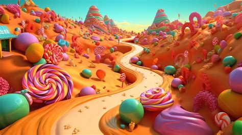 Cartoon Candy Land Brought To Life In 3d Background, Candy Background ...