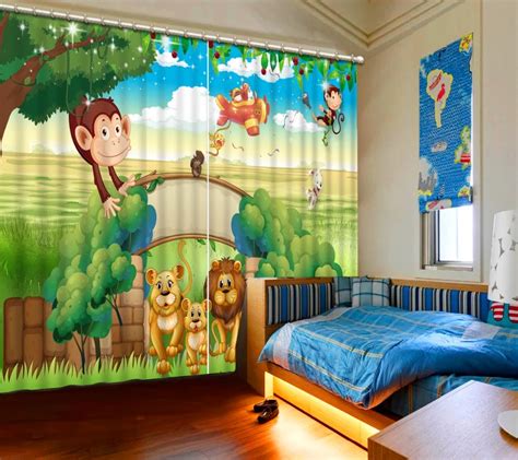 Modern Printing 3D Curtain cartoon animal Children Curtains For Living ...