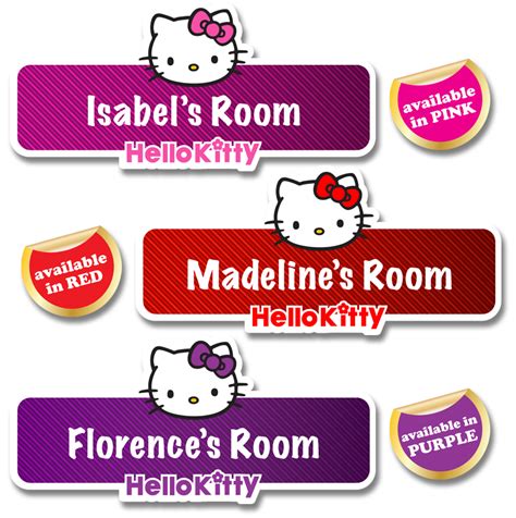 Hello Kitty Personalised Name Plate/Door Sticker available in 3 funky colours | eBay