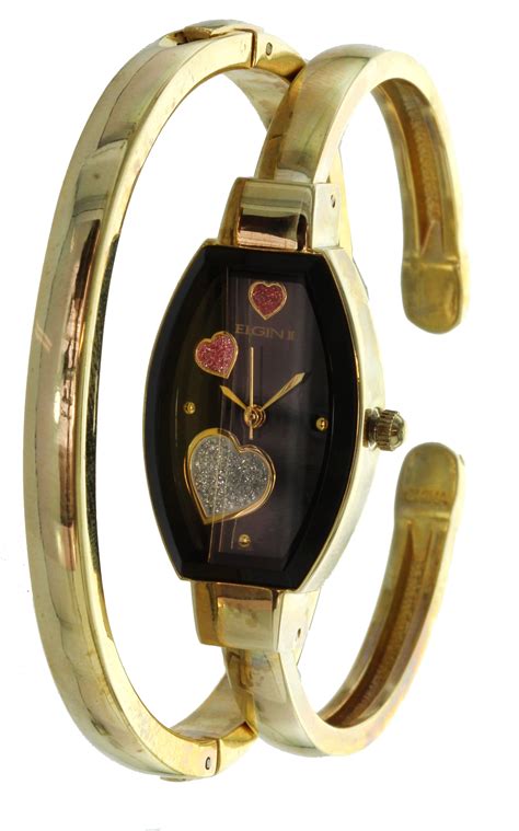 Womens Bangle Watch and Bracelet Set Raining Heart Dial ELS32 - Walmart.com