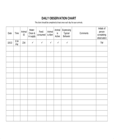 Adult Observation Chart