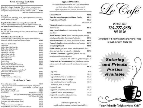 Le Cafe Menu,Menú para Le Cafe, Apollo, Pittsburgh - Urbanspoon/Zomato