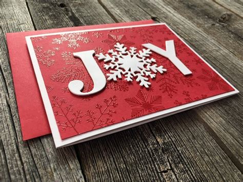 Set of 5 Joy Christmas Cards, Handmade Blank Christmas Notecards, Holiday Snowflake Cards Set ...