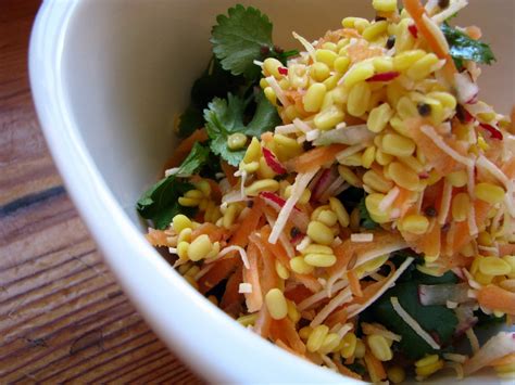 carrot, radish and moong dal salad with spiced dressing recipe – My ...