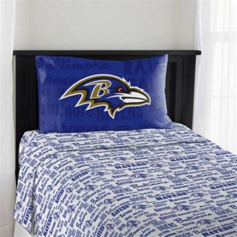 Baltimore Ravens Sheet Set NFL Twin Bed Fitted Flat Sheets Boys Team ...