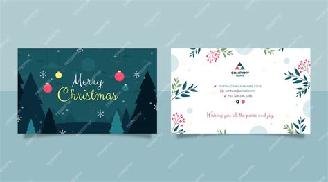 Premium Vector | Flat business christmas cards template