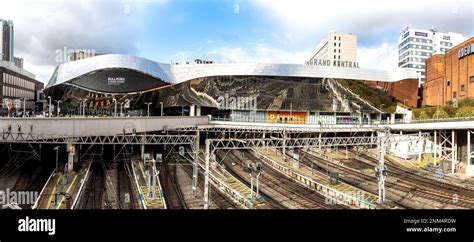 A panoramic view of the South entrance to Birmingham New Street railway ...