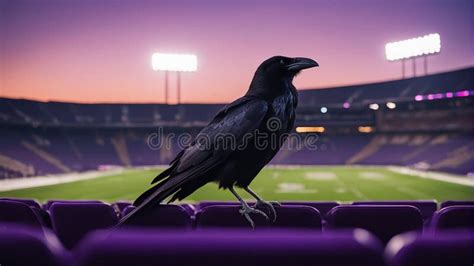 Raven at a Football Stadium with Purple Seats Stock Illustration - Illustration of beak ...