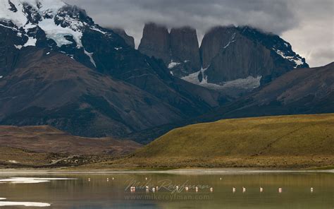 Rio Paine rapids and Cuernos del Paine. Torres del Paine National Park, Ultima Esperanza ...