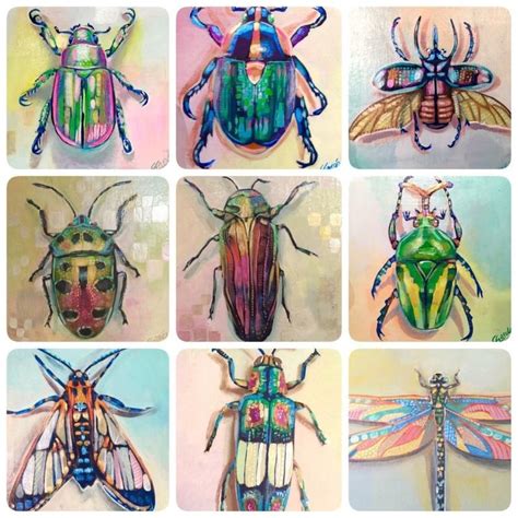 Collection of my insect paintings, acrylic on wood • /r/Art | Insect ...