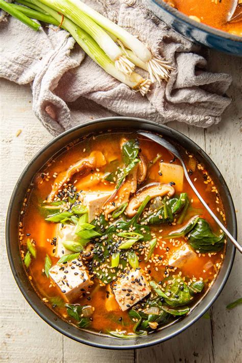 Spicy Korean Tofu Soup - Connoisseur Veg - Karinokada