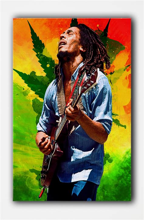 Bob Marley Avec sa guitare Rasta Art Canvas Poster/Gift/Wall | Etsy