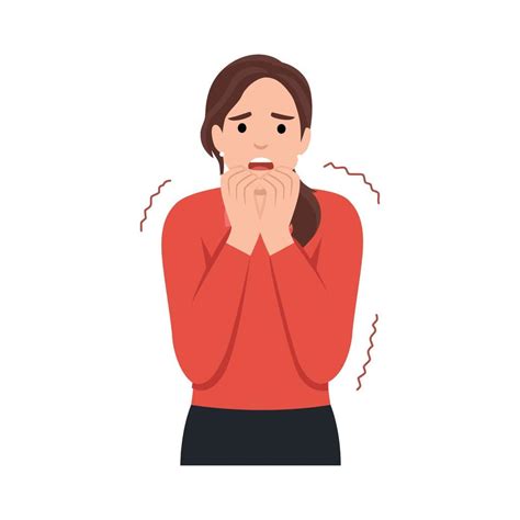 Afraid scared woman with shock expression on face vector illustration ...