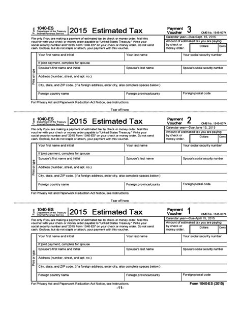 2015 Form 1040 ES Estimated Tax For Individual Free Download | 2021 Tax Forms 1040 Printable