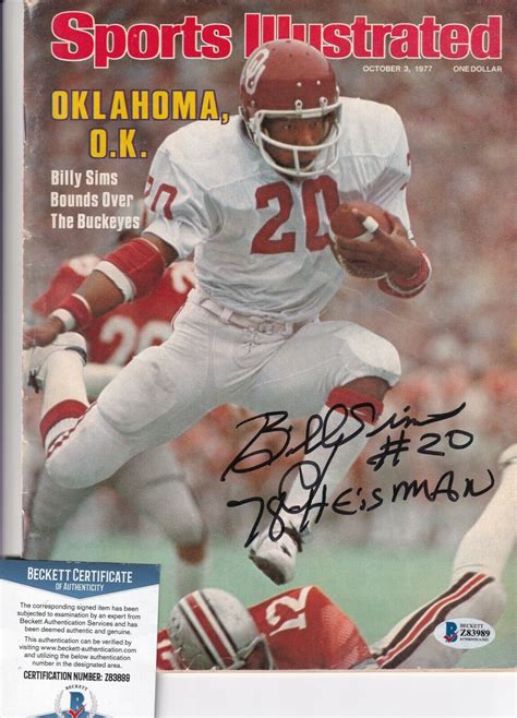 BILLY SIMS signed (OKLAHOMA SOONERS) 1977 Sports Illustrated BECKETT ...