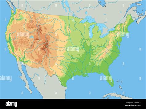 High detailed United States of America physical map Stock Vector Image & Art - Alamy