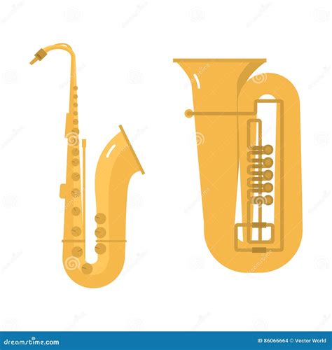 Trombone Tuba Trumpet Classical Sound Vector Illustration ...