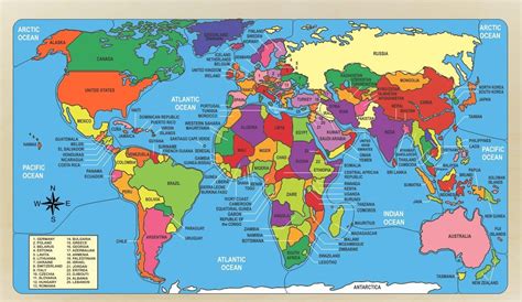 World Map Puzzle Naming the Countries and Their Geographical - Etsy ...