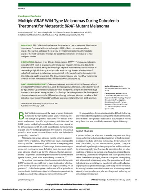 (PDF) Multiple BRAF Wild-Type Melanomas During Dabrafenib Treatment for Metastatic BRAF -Mutant ...