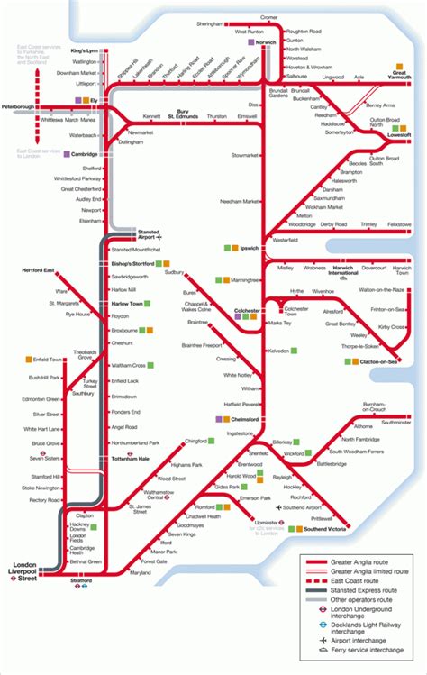 Greater Anglia Route Map – Verjaardag Vrouw 2020