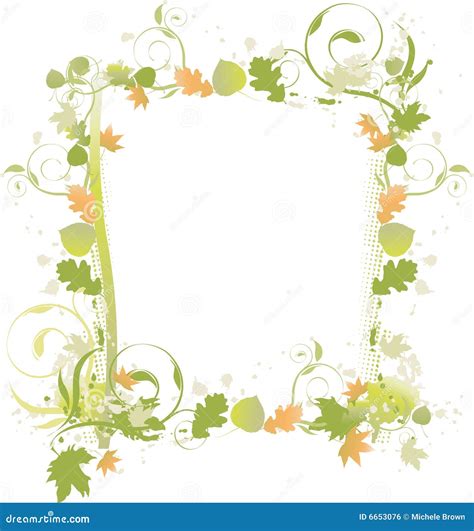 Fall Greens and Browns Border Stock Vector - Illustration of vector, leaf: 6653076